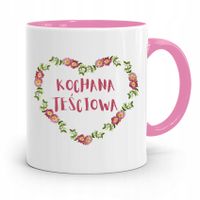 Kubek Różowy Prezent Dla Kochanej Teściowej Z Nadrukiem Ze Zdjęciem