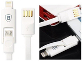 dual port kabel iphone micro baseus biały