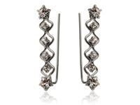 Delikatne klasyczne srebrne kolczyki nausznice gwiazdki białe cyrkonie srebro 925 KN124