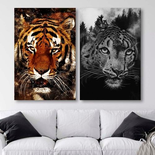 Obraz na płótnie – Canvas, Leopard na tle lasu 40x60 na Arena.pl