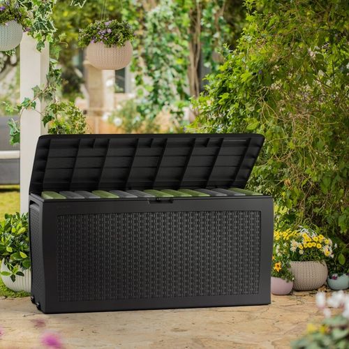 SKRZYNIA OGRODOWA BALKONOWA SCHOWEK RATTAN 270L - POJEMNA - GRAFITOWA - XL na Arena.pl