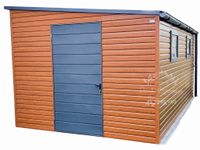 SCHOWEK DOMEK OGRODOWY  3m x 6m spad w prawo -2x okno  drewnopodobny ID184