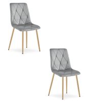 Krzesło tapicerowane welurowe LIBRA jasnoszare do salonu kuchni x2