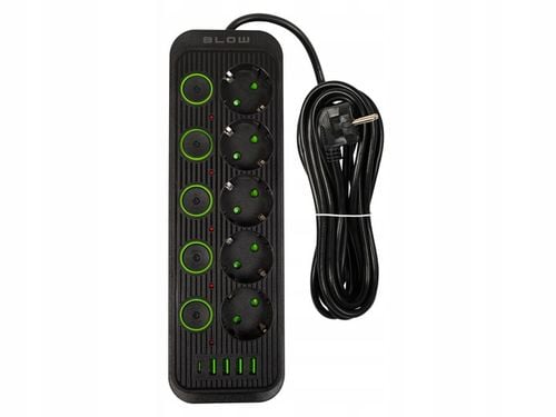 PRZEDŁUŻACZ LISTWA ZASILAJĄCA ŁADOWARKA 4x USB 5 GNIAZD 5m USB TYP-C na Arena.pl