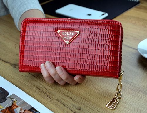 PORTFEL DAMSKI PODWÓJNY Czerwony Organizer Duży stylowy na Arena.pl