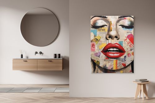 Obraz Do Salonu PORTRET Kobiety Czerwone Usta Abstrakcja 40cm x 60cm na Arena.pl