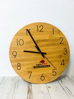 Bambusowy ZEGAR ścienny z grawerem z twoim LOGO grafiką tekstem