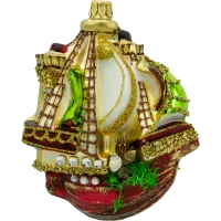 Bombka choinkowa szklana: Złoty statek