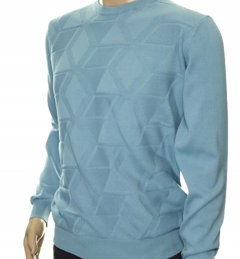 STROKERS klasyczny sweter męski ze wzorem tłoczonym 2XL XXL błękitny zdjęcie 1