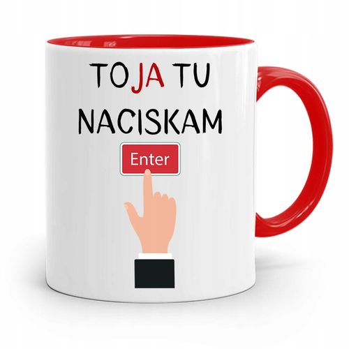 Kubek Czerwony Informatyka Programisty Enter Z Nadrukiem Ze Zdjęciem na Arena.pl