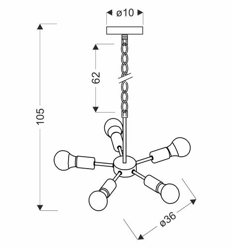 Sparta lampa wisząca czarny 5x60W E27 na Arena.pl