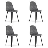 Komplet 4 krzeseł tapicerowane ASTI aksamit ciemny szary do jadalni kuchni