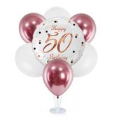 Zestaw balonów na stojaku 50 urodziny, rose-gold