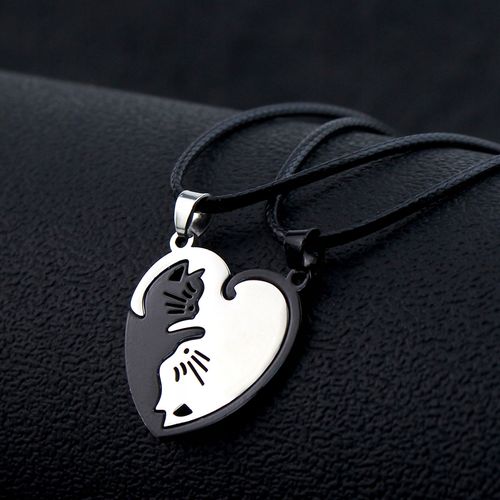 Naszyjniki Serduszko Połówy Koty Komplet Yin Yang 2x Wisory dla Zakochanych na Arena.pl