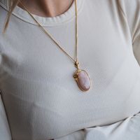 Naszyjnik - Zawieszka Kamień Słoneczny na łańcuszku w srebrze złoconym