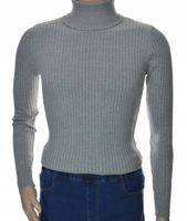 Sweter z golfem golf męski bawełniany dopasowany w prążek szary 2XL XXL