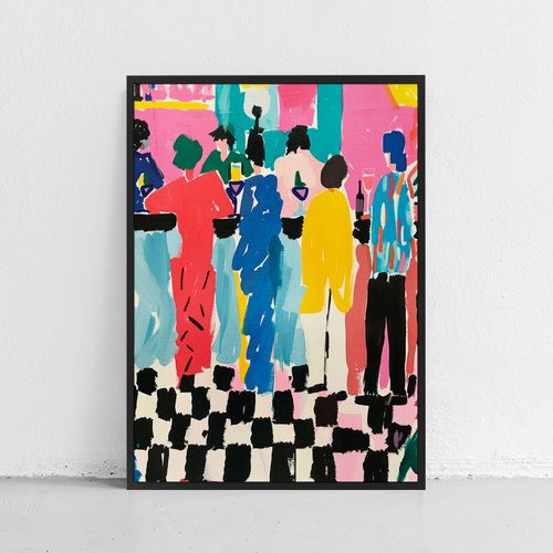 Plakat w ramie ilustracja kawiarnia 30x40 cm w czarnej ramie na Arena.pl