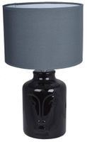 Lampa ceramiczna czarna twarz z szarym abażurem
