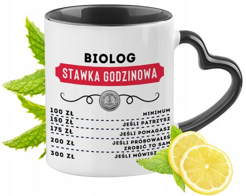 Kubek Czarny Z Uszkiem W Kształcie Serca Dla Biologa Na Prezent na Arena.pl