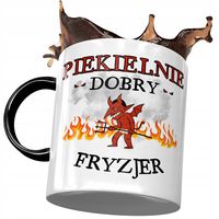 Kubek Czarny Dla Fryzjera Piekielnie Dobry Fryzjer Z Nadrukiem Ze Zdjęciem