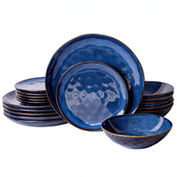 Serwis obiadowy Uminami niebieski na 6 osób 18 szt. Nowoczesny Do zmywarki