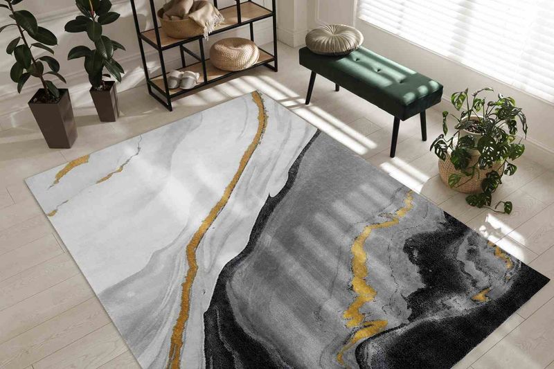 RUG/LU/ESTEMA/MARBLE/BLACK+GOLD/80x150 zdjęcie 2