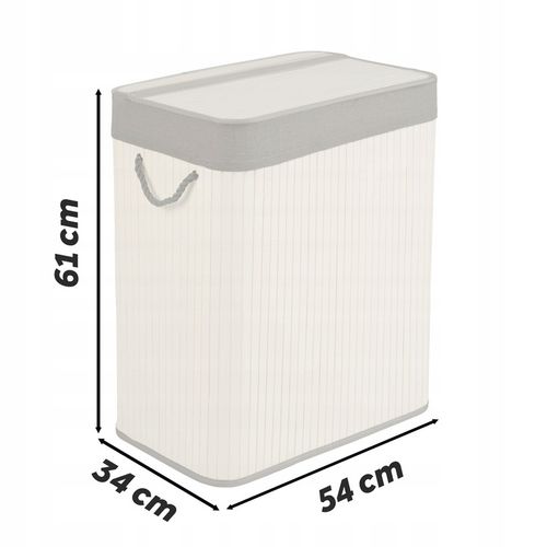 BAMBUSOWY KOSZ NA PRANIE BIELIZNĘ DUŻY POJEMNIK Z POKRYWĄ 2 KOMORY 100L na Arena.pl
