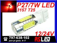 najmocniejsza żarówka LED P27/7W 25 3157 czerwona 2 włókna 12v 24v USA