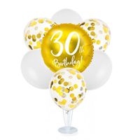 Zestaw balonów na stojaku 30 urodziny, złoty