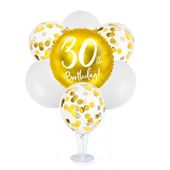 Zestaw balonów na stojaku 30 urodziny, złoty