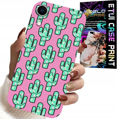 ETUI DO IPHONE XR - KAKTUSY, KAKTUS NA RÓŻOWYM TLE + FOLIA na Arena.pl