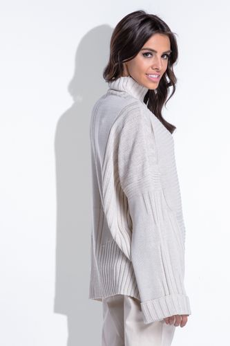 Sweter oversize F423 Beżowy UNI na Arena.pl