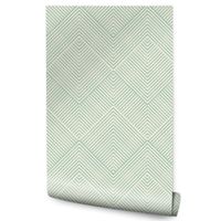 Tapeta Do Salonu Zielony Wzór GEOMETRYCZNY Retro