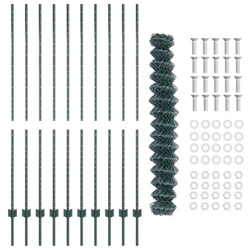 Ogrodzenie z słupkami Zielony 1.5 x 10 m Stal na Arena.pl