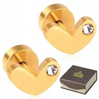 Złote Kolczyki Dla Dziecka Dziewczynki Stal Chirurgiczna Serce Wkręcane