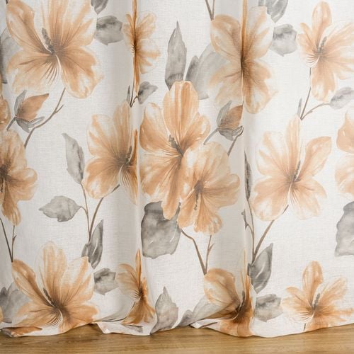 Firana na przelotach z nadrukiem w kwiaty SOFIA 140x250 biała + ruda na Arena.pl