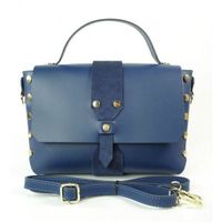 Kuferek listonoszka A5 złote dżety + zamsz granatowy Vera Pelle VPK789BS