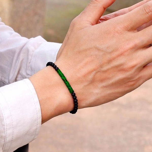 Bransoleta Bransoletka 4mm Onyks Mat / Malachit zdjęcie 4
