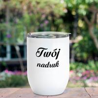 Biały kubek do wina z metalu 450 ml z Twoim nadrukiem