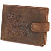portfel skórzany męski z tłoczeniem jeleń bellugio - rdzawy