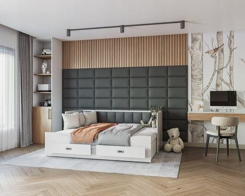 Łóżko tapicerowane rozkładane szuflady HERMES T na Arena.pl