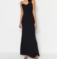 TRENDYOL Solidna sukienka maxi z dekoltem w serduszko 34