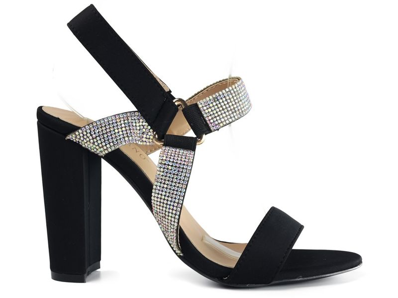 Czarne sandały na supku z cyrkoniami 38 zdjęcie 2