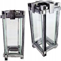 DUŻY ZNICZ DEKORACYJNY NOWOCZESNY 30,5 CM NA GRÓB 30,5 CM SREBRNY SZKLANY