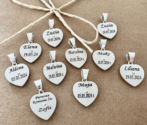 SREBRNY ŁAŃCUSZEK I MEDALIK KOMUNIJNY SERCE MATKA BOSKA SREBRO 925 na Arena.pl