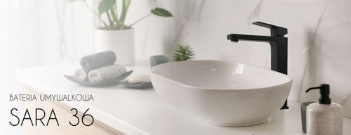 Bateria umywalkowa stojąca wysoka czarna nablatowa kran do umywalki na Arena.pl