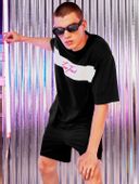 A08P005 CZARNY KOMPLET T-SHIRT SPODENKI SHEIN XL