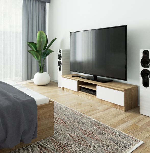 SZAFKA RTV 160 cm SONOMA / BIAŁA zdjęcie 6