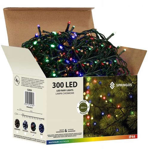 LAMPKI CHOINKOWE 300 LED 20m ZEWNĘTRZNE GRUBE STAŁE ŚWIATŁO MULTIKOLOR na Arena.pl