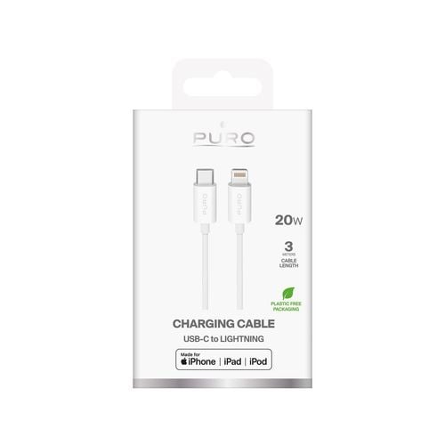 kabel przewód usb-c - iphone lightning tpe 20w 3m - biały na Arena.pl